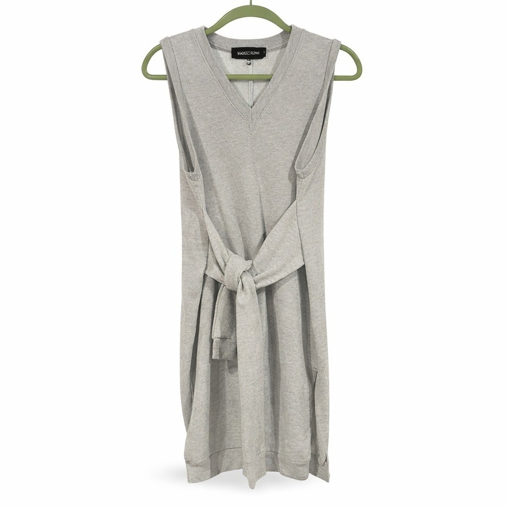 AKIRA CHICAGO Avante Gaurd Grey Sleeveless Tie Waist Sweatshirt‎ Dress Size S